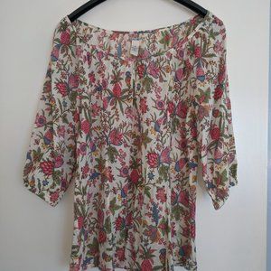 LUCKY BRAND boho top with floral print, size M